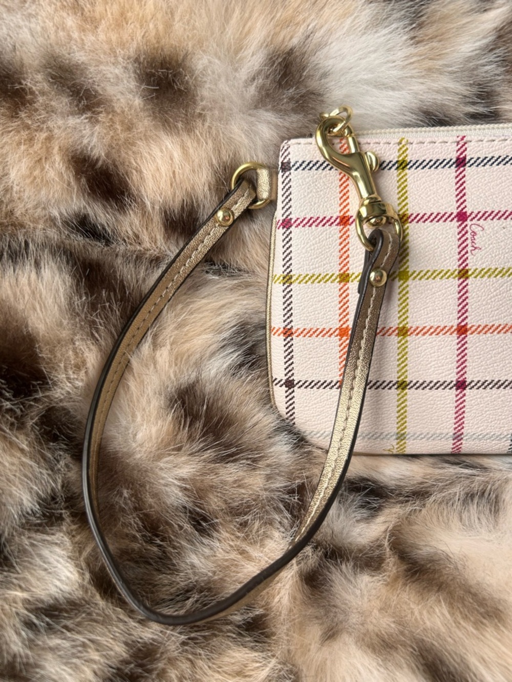 COACH Peyton Tattersall Plaid Coated Canvas Wristlet -NWOT- - Picture 3 of 16